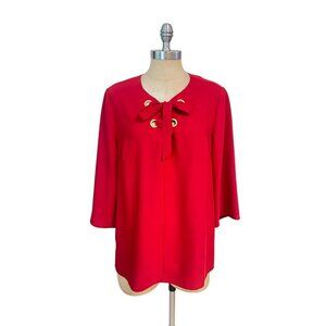 Chico's Red Red with Grommet Lace Up Top 1 Medium